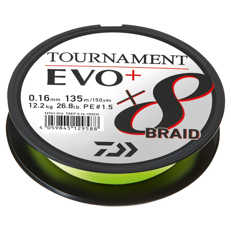 Daiwa Tournament X8 Braid Evo+ Chartreuse 135m 1 Daiwa Tournament X8 Braid Evo+ Chartreuse 135m