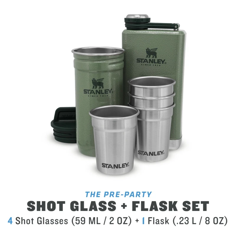 Stanley The Pre-Party Shotglass + Flask Set - Hammertone Green 2 Stanley The Pre-Party Shotglass + Flask Set - Hammertone Green – Bild 2